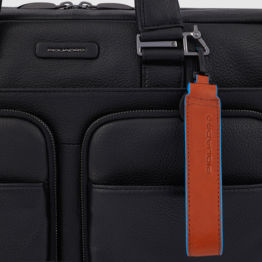 Piquadro Brief Aktentasche 15 Zoll Schwarz Leder Herren