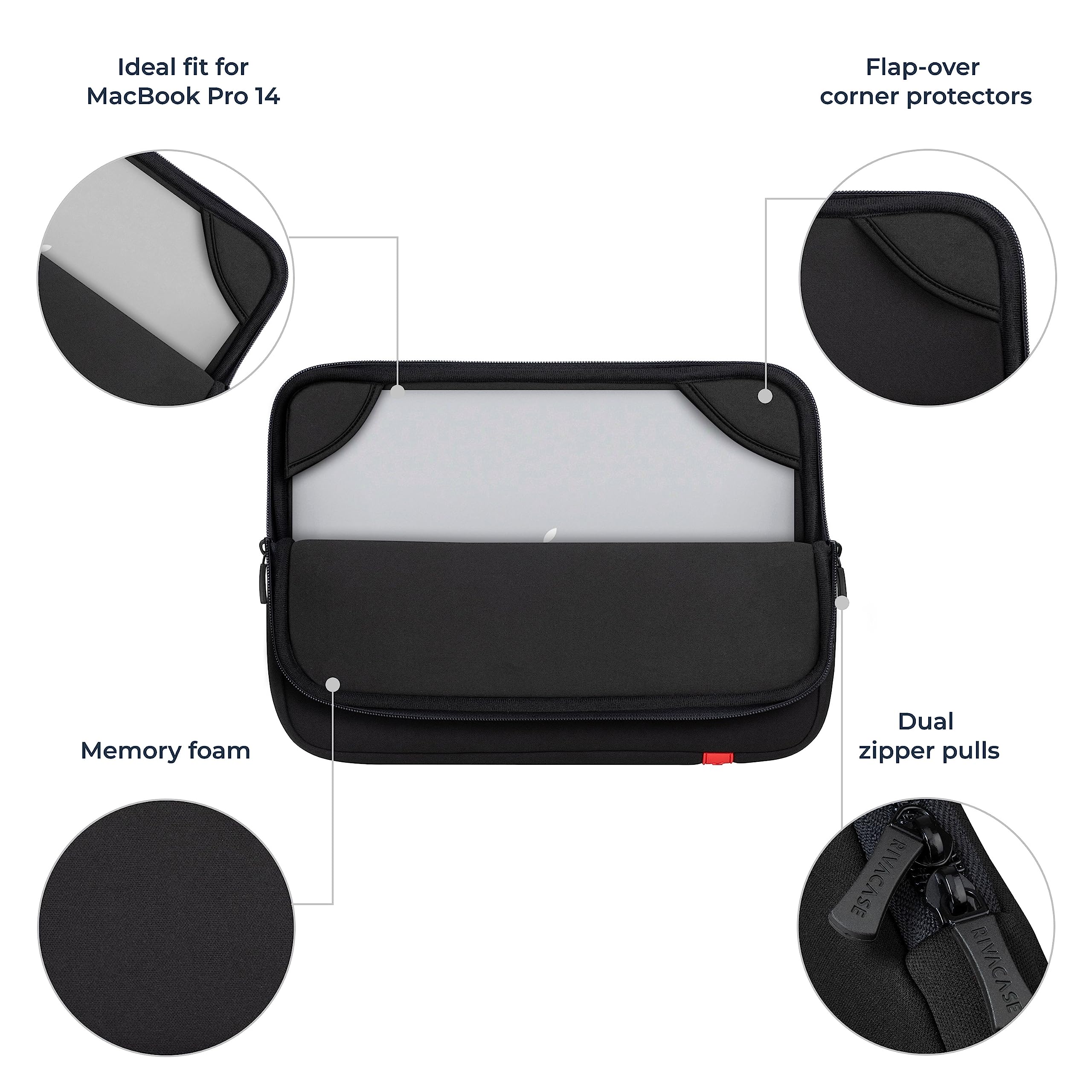 RIVACASE Egmont Notebook Tasche 14 Zoll Neopren Schwarz