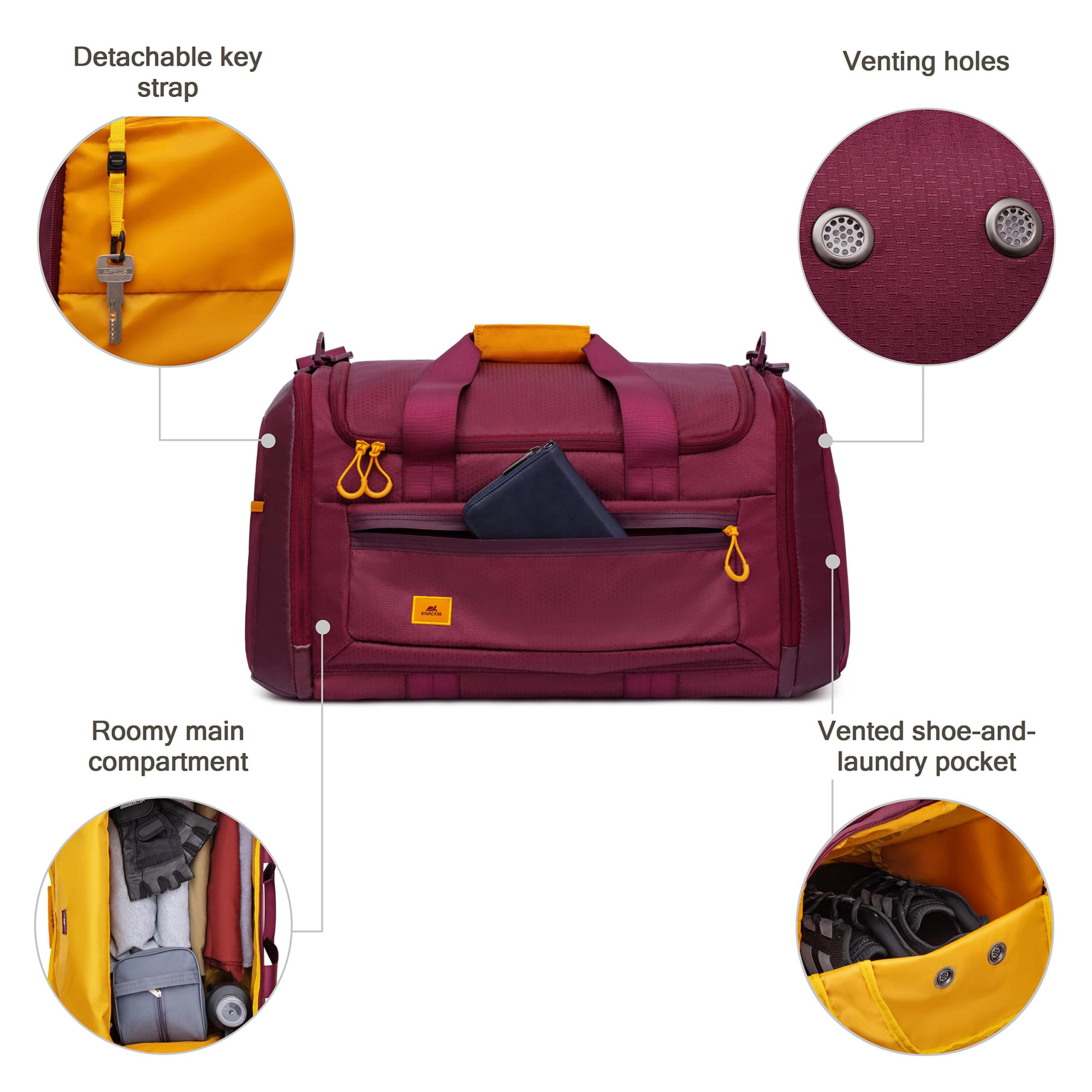 Rivacase Galapagos Sporttasche 35L mit Schuhfach wasserabweisend