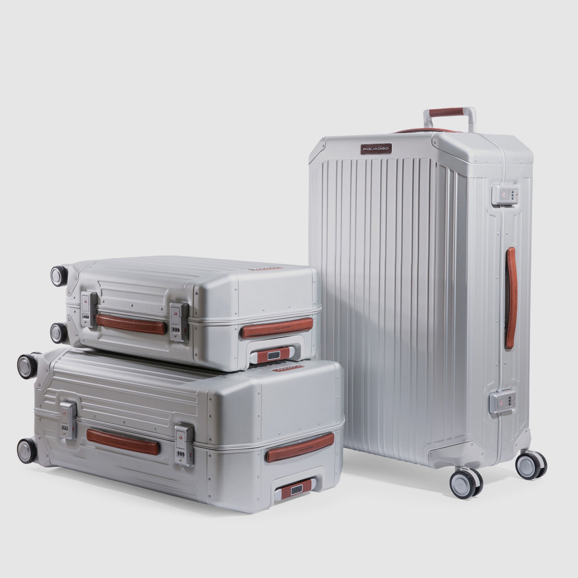 Piquadro PQLM Alu-Trolley 4 Rollen grau Handgepäck