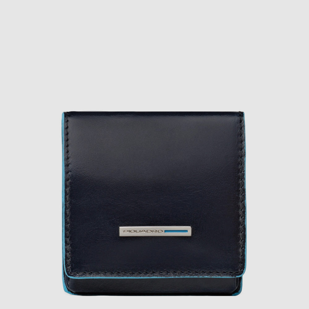 Piquadro Blue Square Münzbörse Leder Schwarz Quadratisch