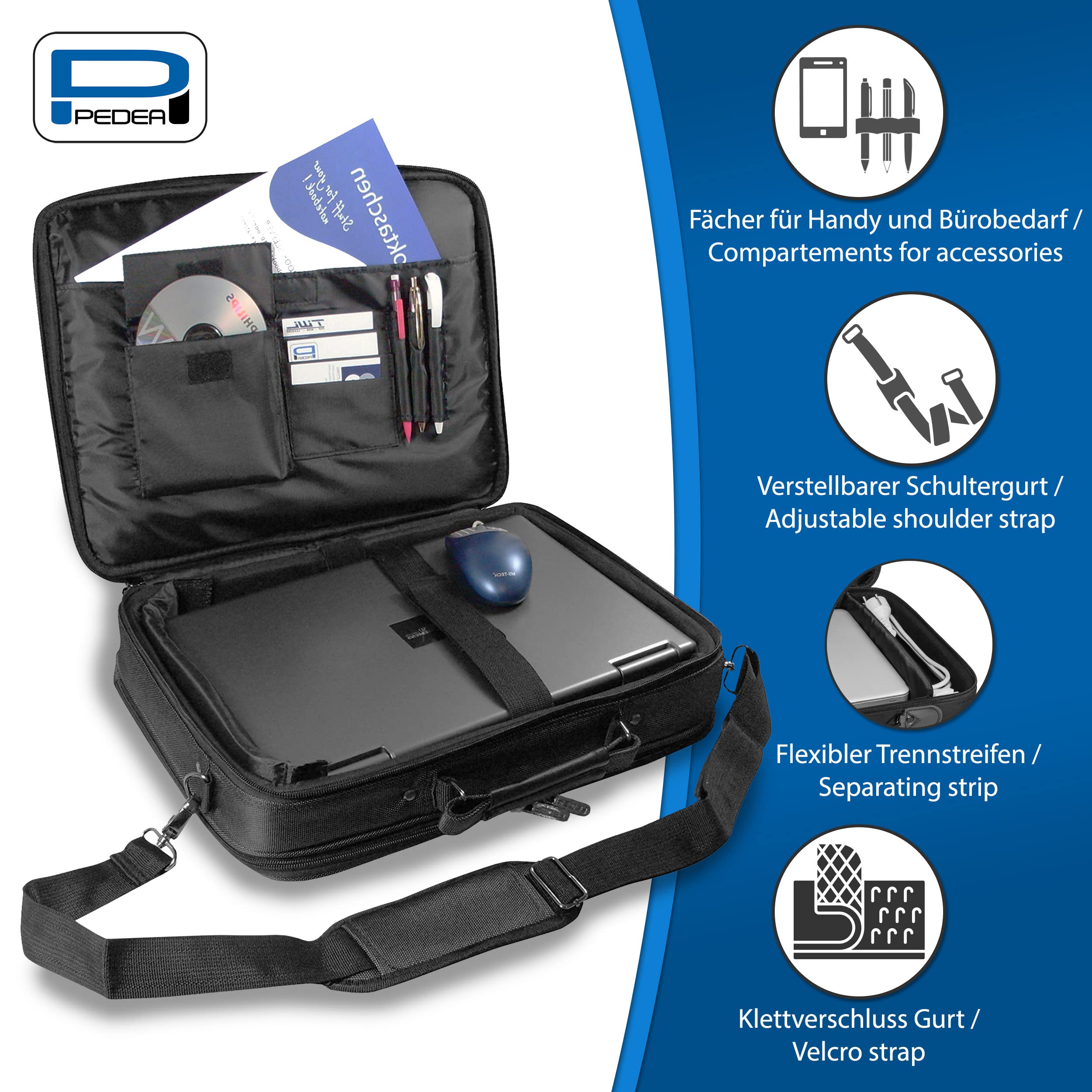 Pedea Premium Laptoptasche 15,6 Zoll Grau gepolstert