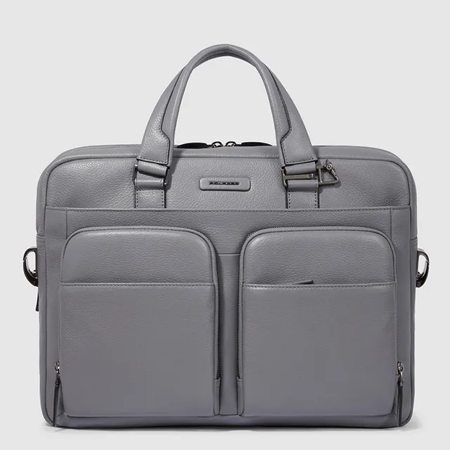 Piquadro Brief Aktentasche 15 Zoll Schwarz Leder Herren
