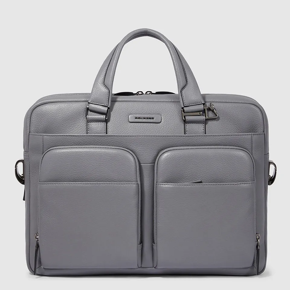 Piquadro Brief Aktentasche 15 Zoll Schwarz Leder Herren