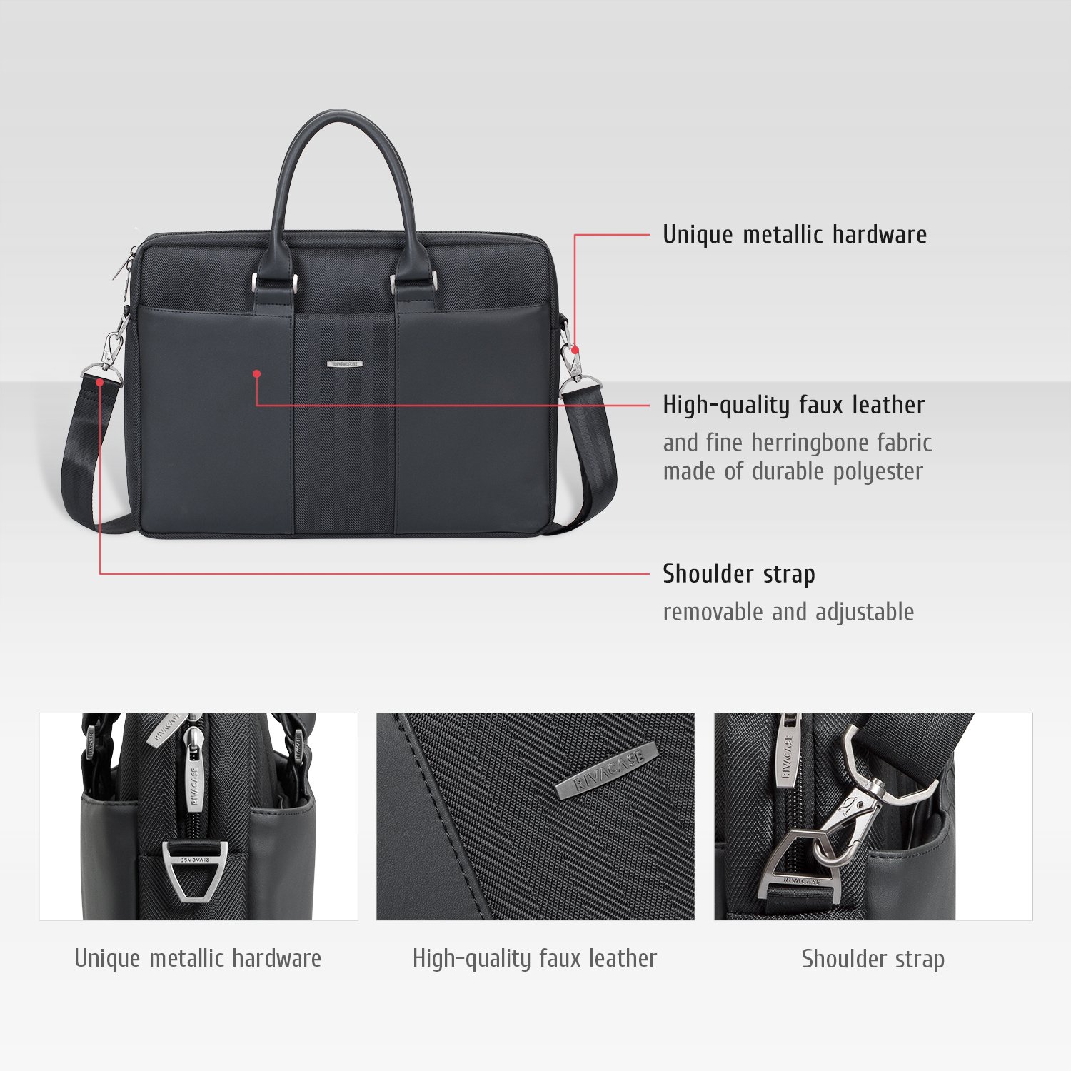 RIVACASE Prater 8135 Laptoptasche 15,6 Zoll Schwarz Slim