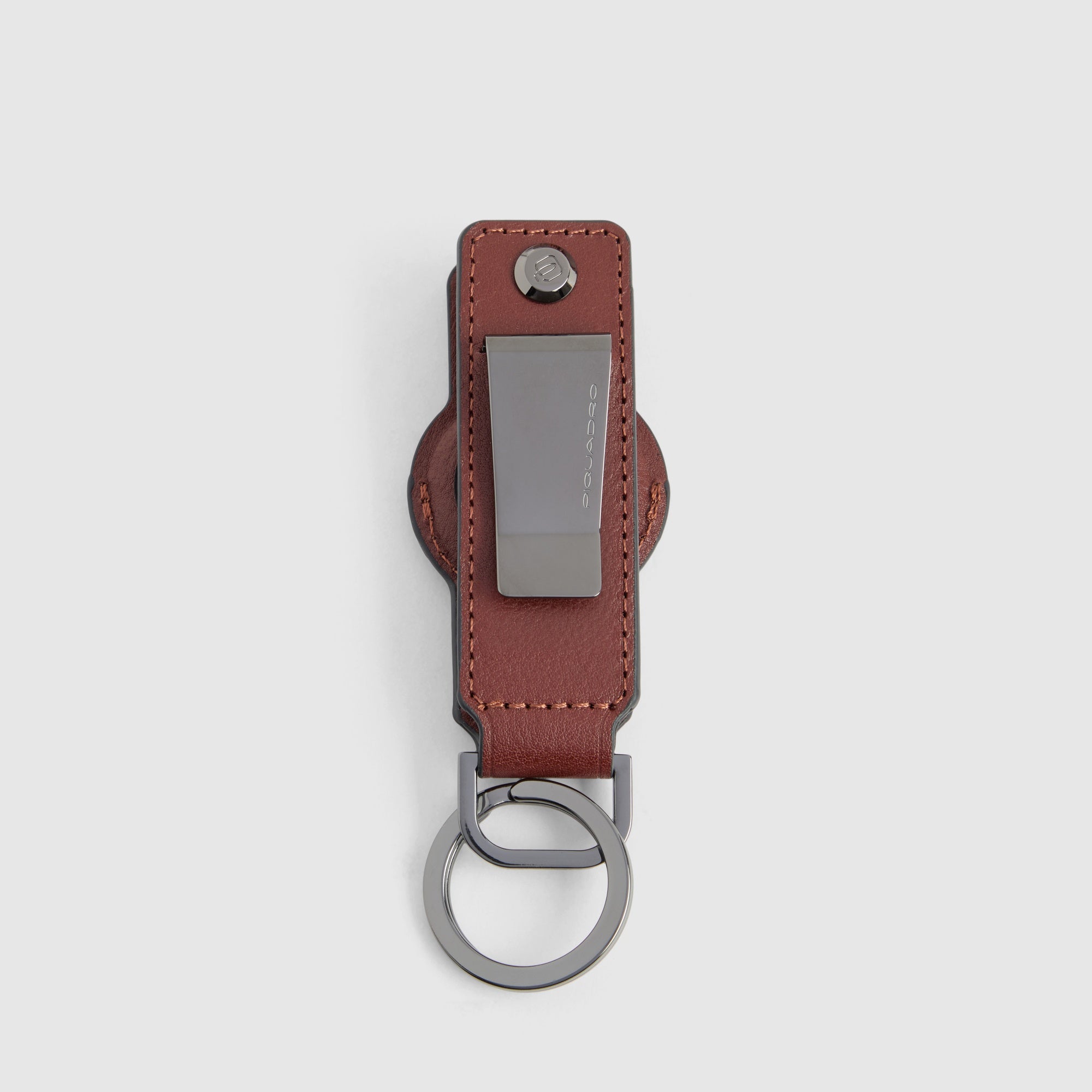 Piquadro Connequ Schlüsselanhänger Leder Schwarz AirTag-Fach