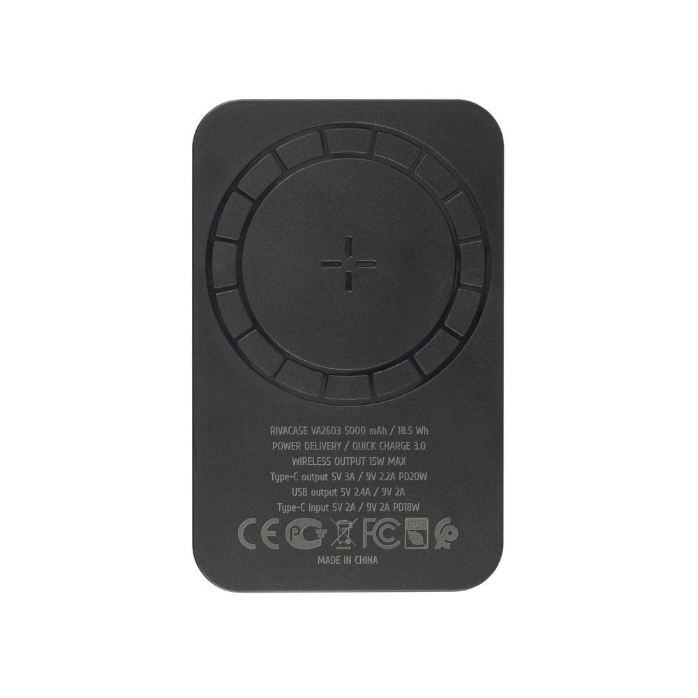 RIVACASE RIVAPOWER VA2603 Powerbank 5000 mAh schwarz magnetisch