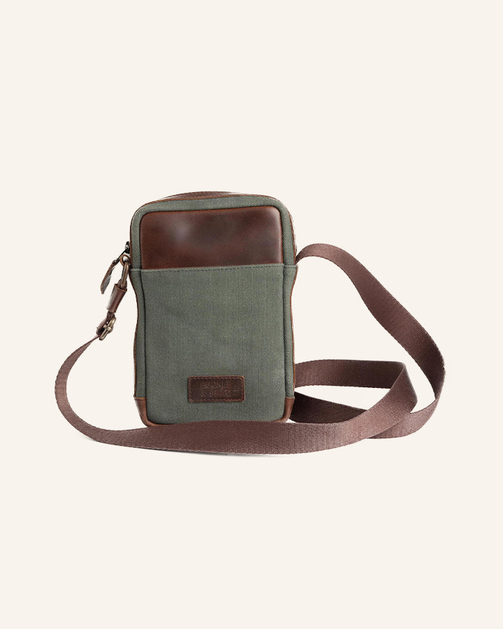 Buckle & Seam Runner Canvas Crossbody Bag Blau Innenfutter