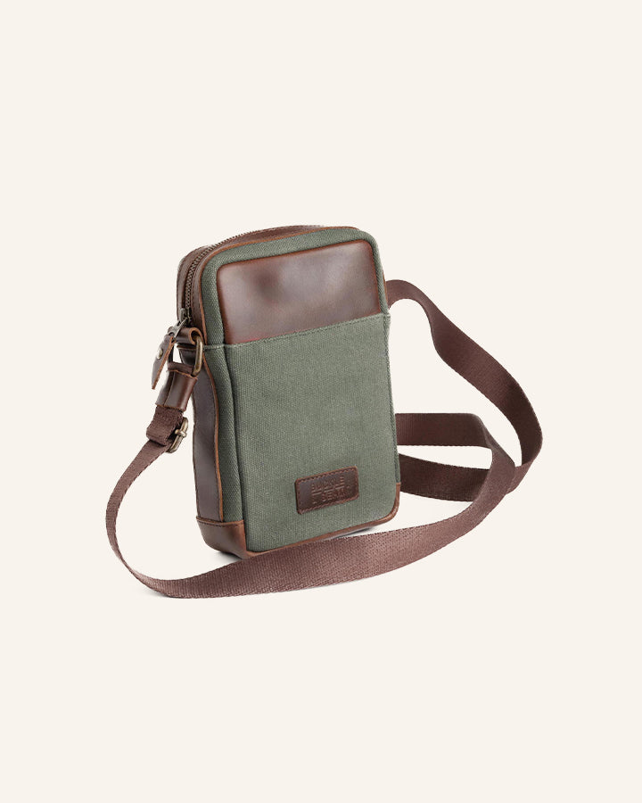 Buckle & Seam Runner Canvas Crossbody Bag Blau Innenfutter