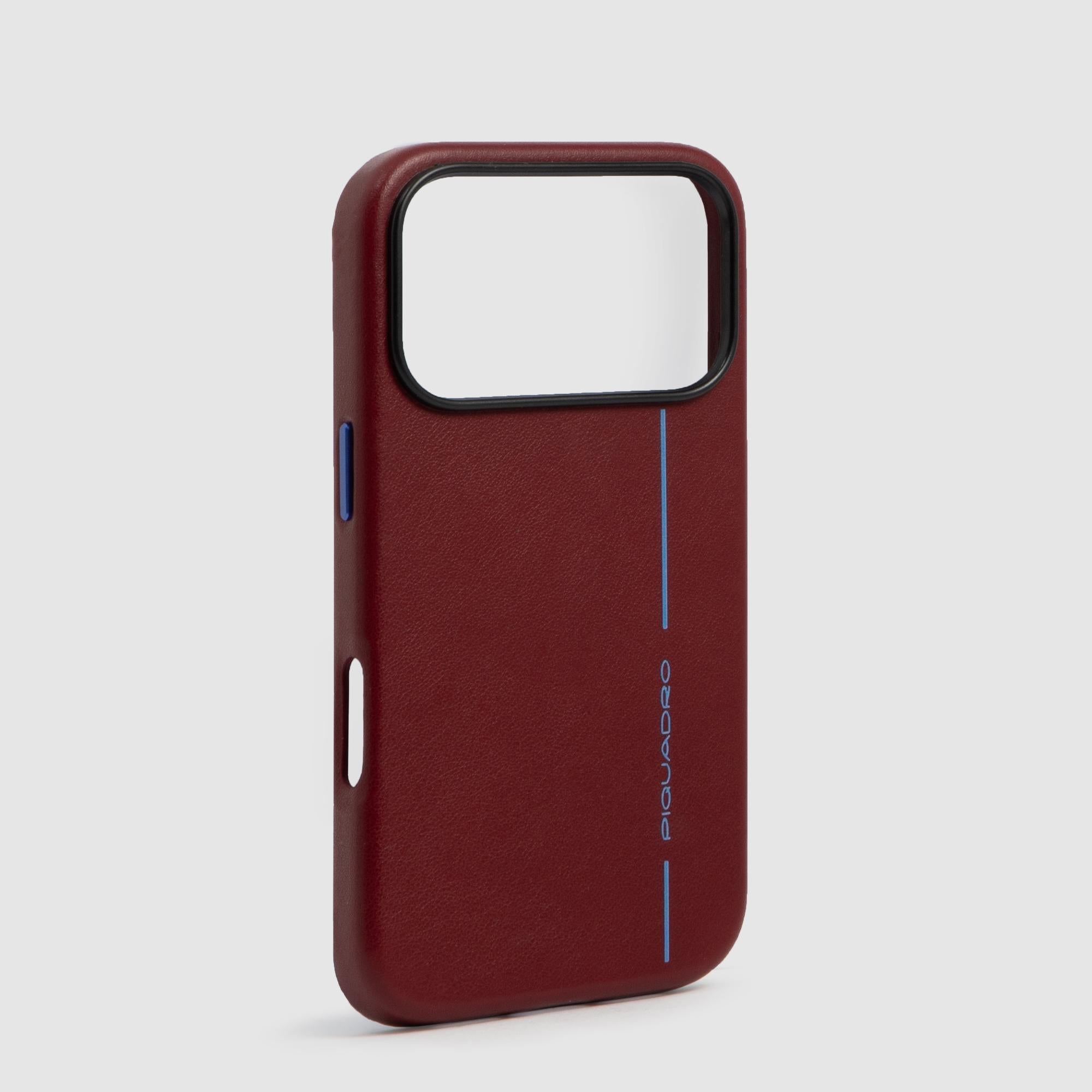 Piquadro BagMotic Hülle iPhone 17 Pro Leder Rot MagSafe