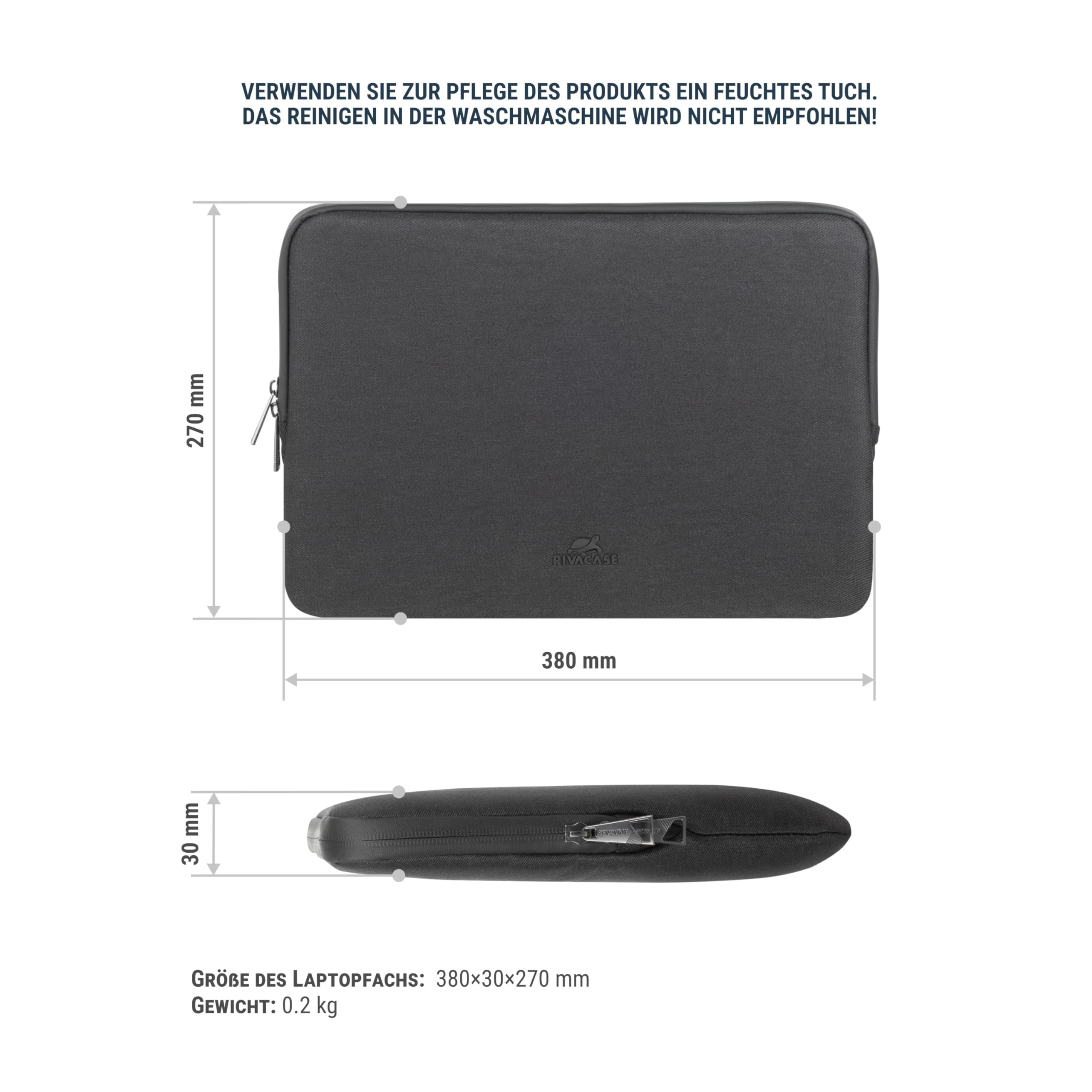 RIVACASE Borneo ECO Laptophülle 16 Zoll schwarz wasserabweisend