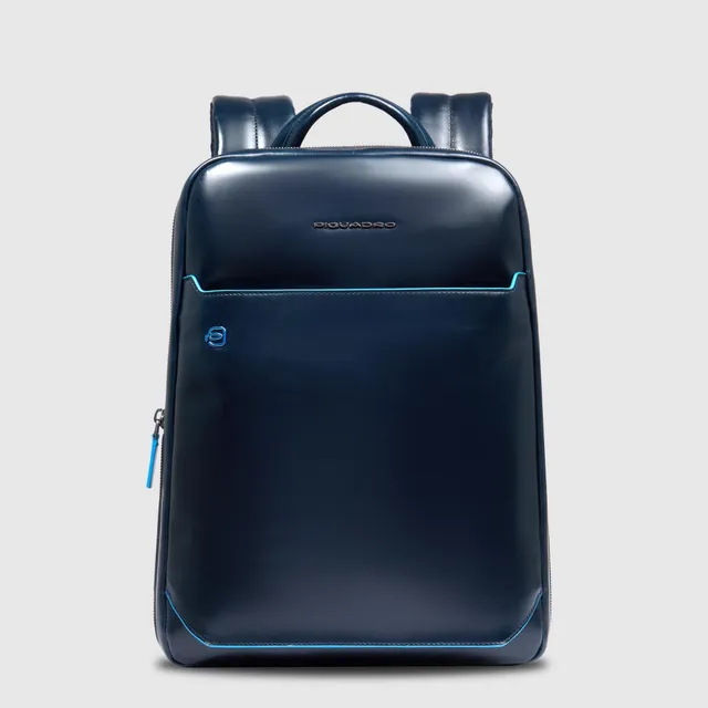 Piquadro Blue Square Rucksack 14 Zoll blau Leder RFID
