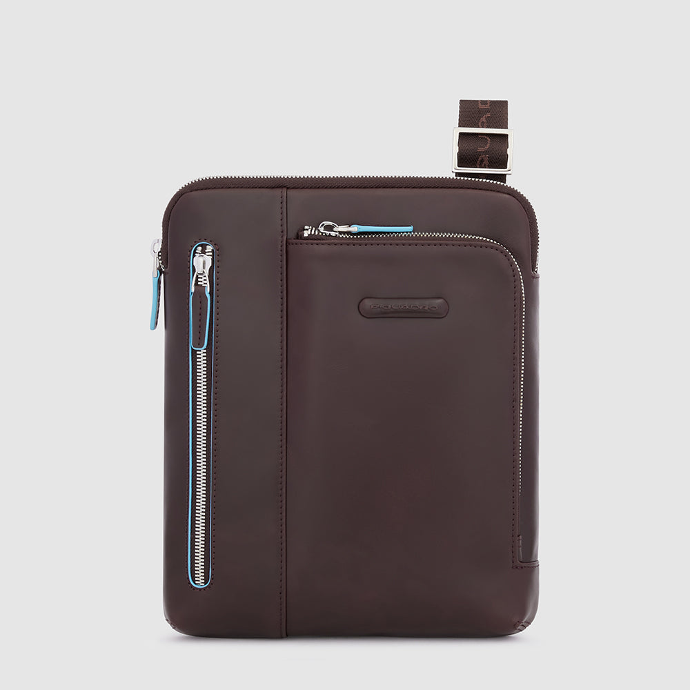 Piquadro Blue Square Borsello iPad Umhängetasche Blau Leder