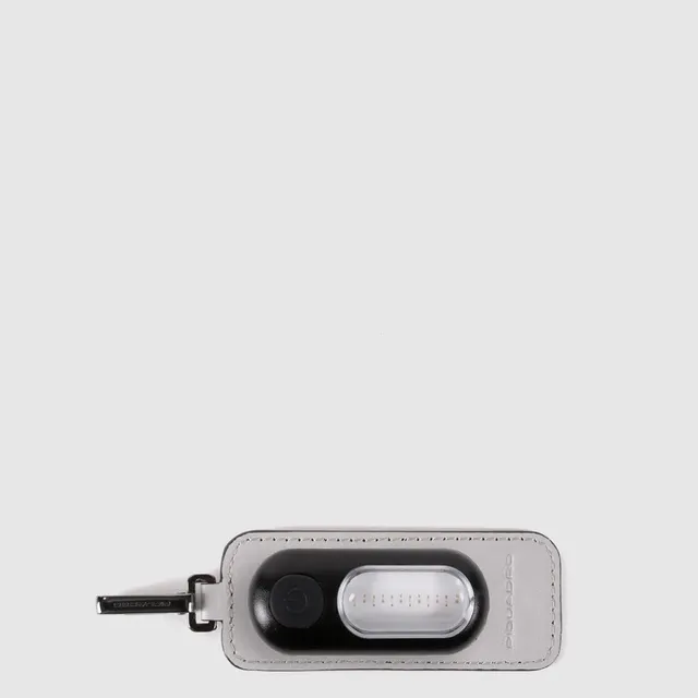 Piquadro Brief Kofferanhänger Leder Grau mit Lampe