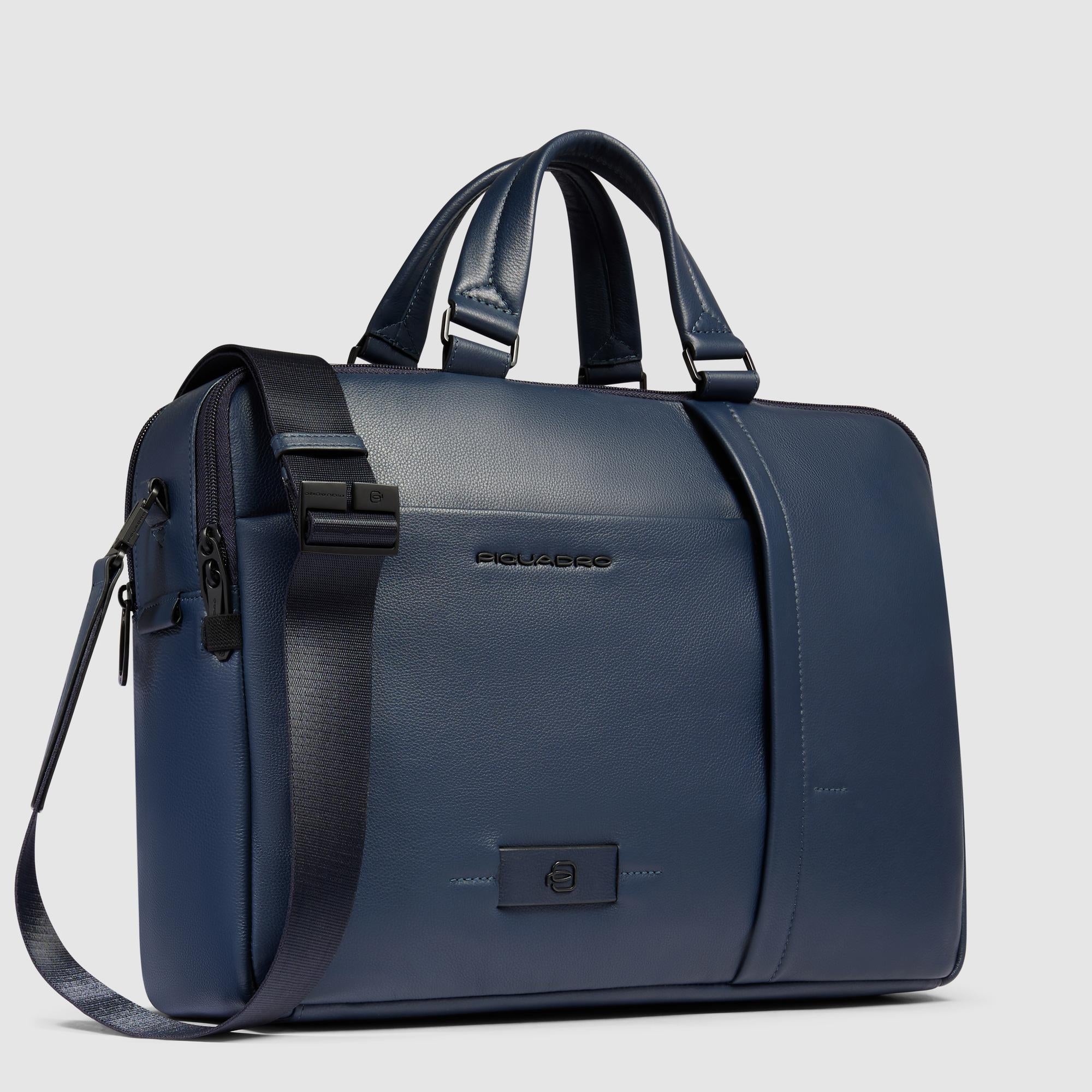 Piquadro Brief Russel Laptoptasche 15,6 Zoll Schwarz Leder