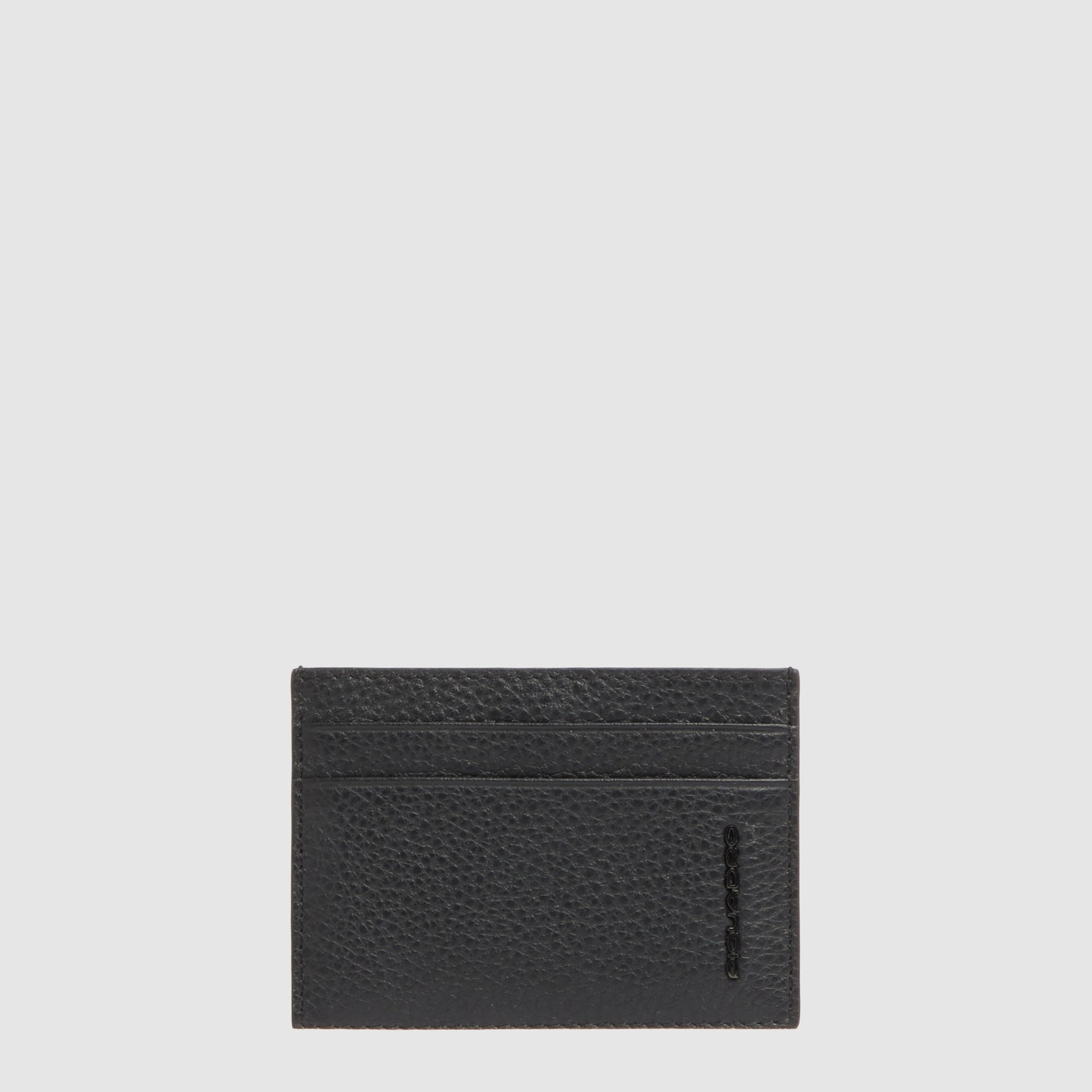 Piquadro Black Square Kartenetui Leder Schwarz dünn