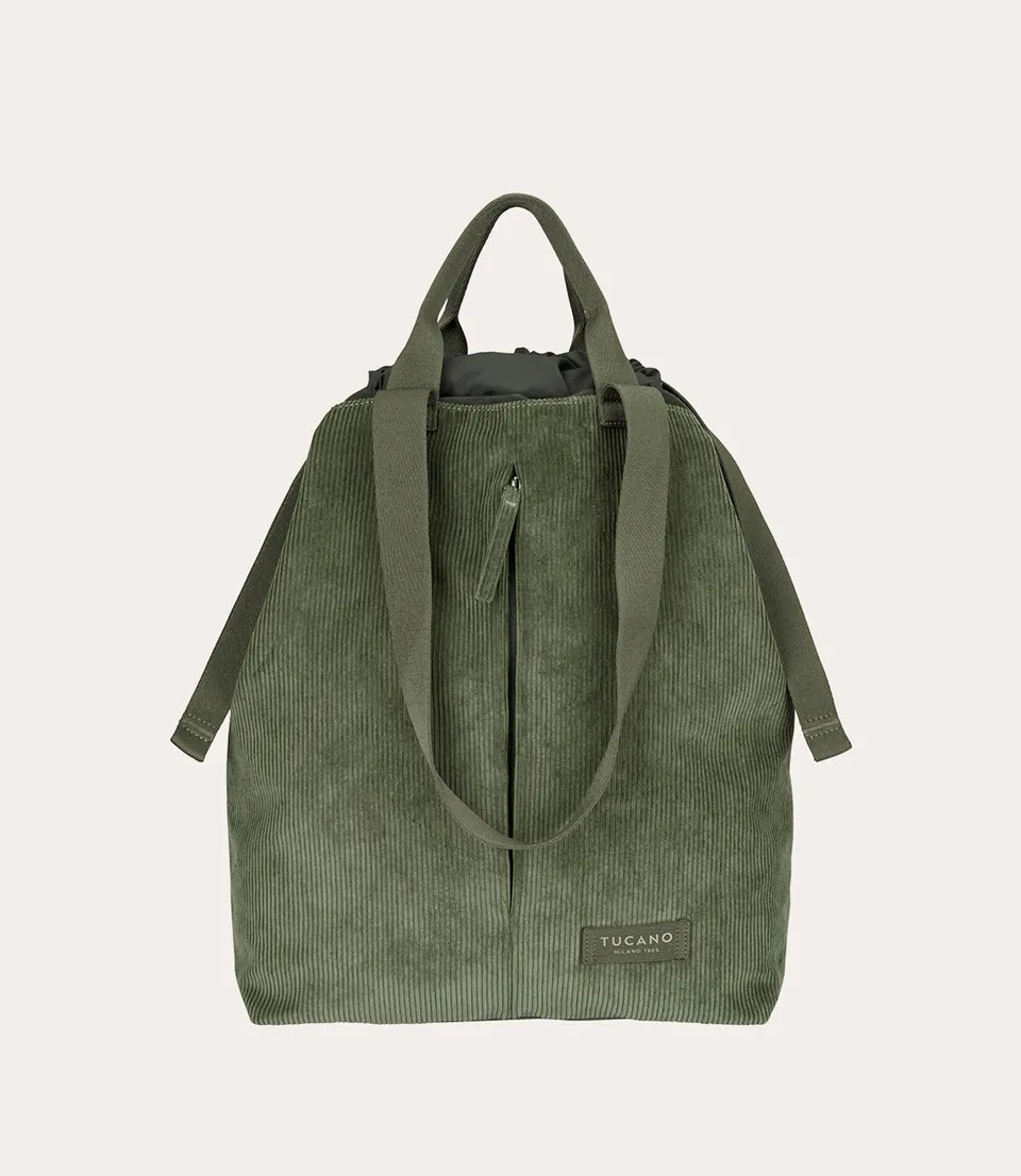Tucano Carry Corduroy Vertical Shopper Grün Samt
