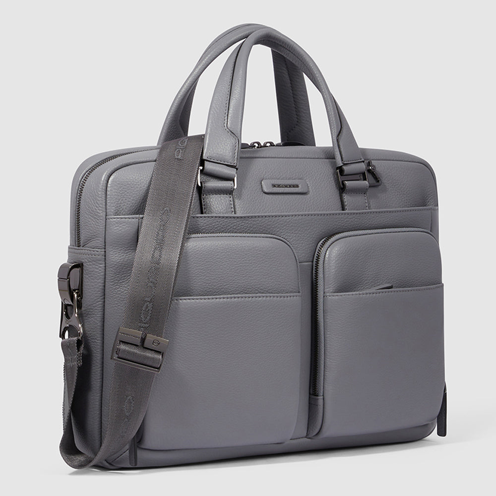 Piquadro Brief Aktentasche 15 Zoll Schwarz Leder Herren