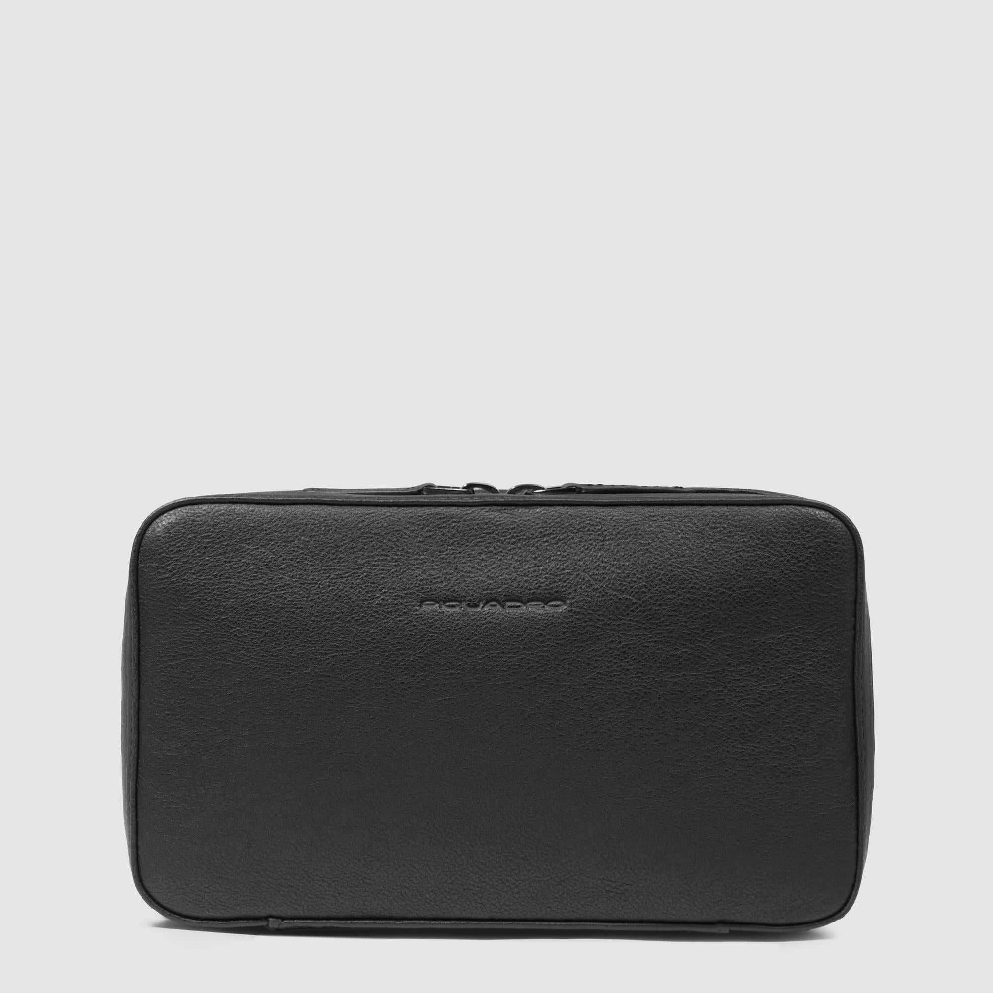 Piquadro Black Square Kabel Etui Braun Leder Organizer