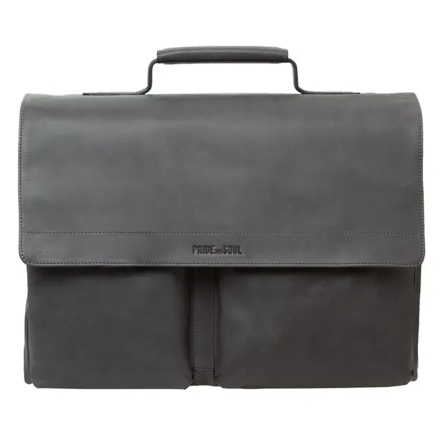 Lightpak District Businesstasche Leder Grau 41 cm Laptopfach