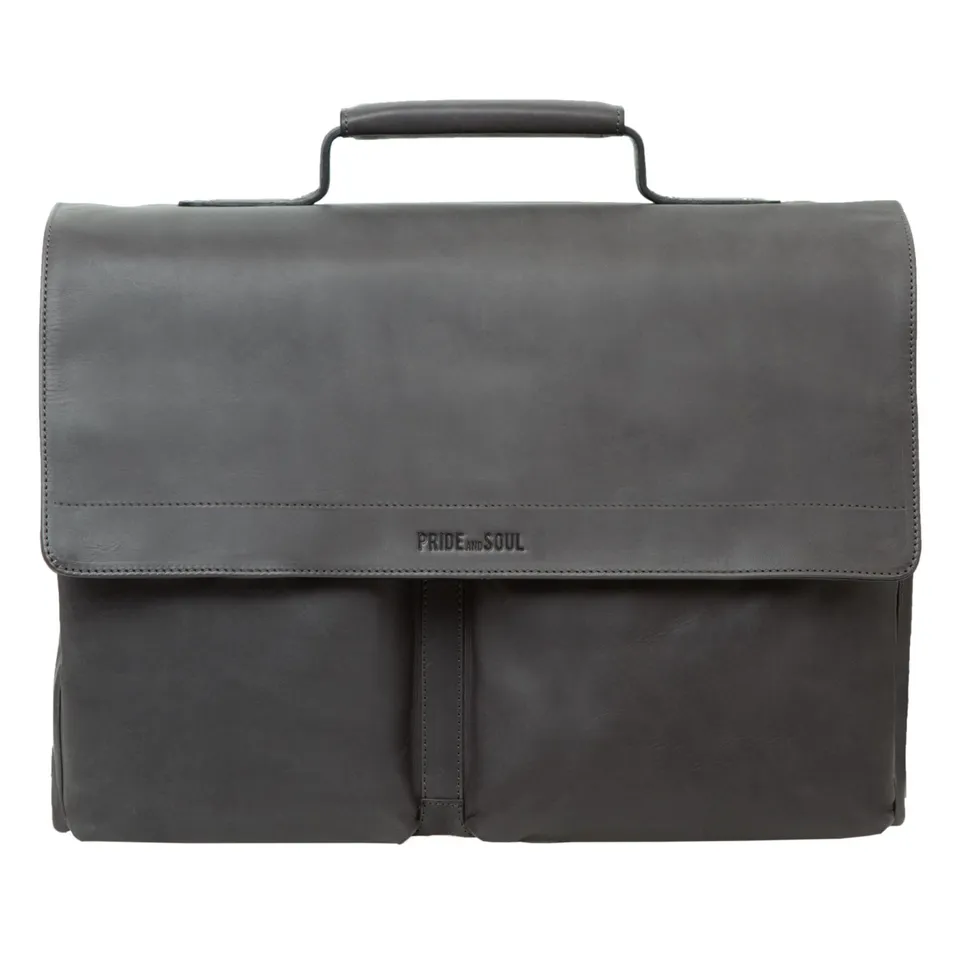 Lightpak District Businesstasche Leder Grau 41 cm Laptopfach
