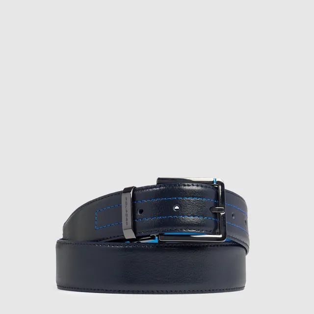 Piquadro Blue Square Gürtel Herren blau Leder Dornschließe