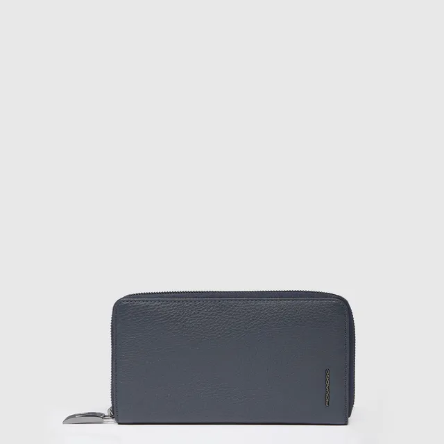Piquadro Materia Damen Geldbörse Groß Schwarz Leder RFID