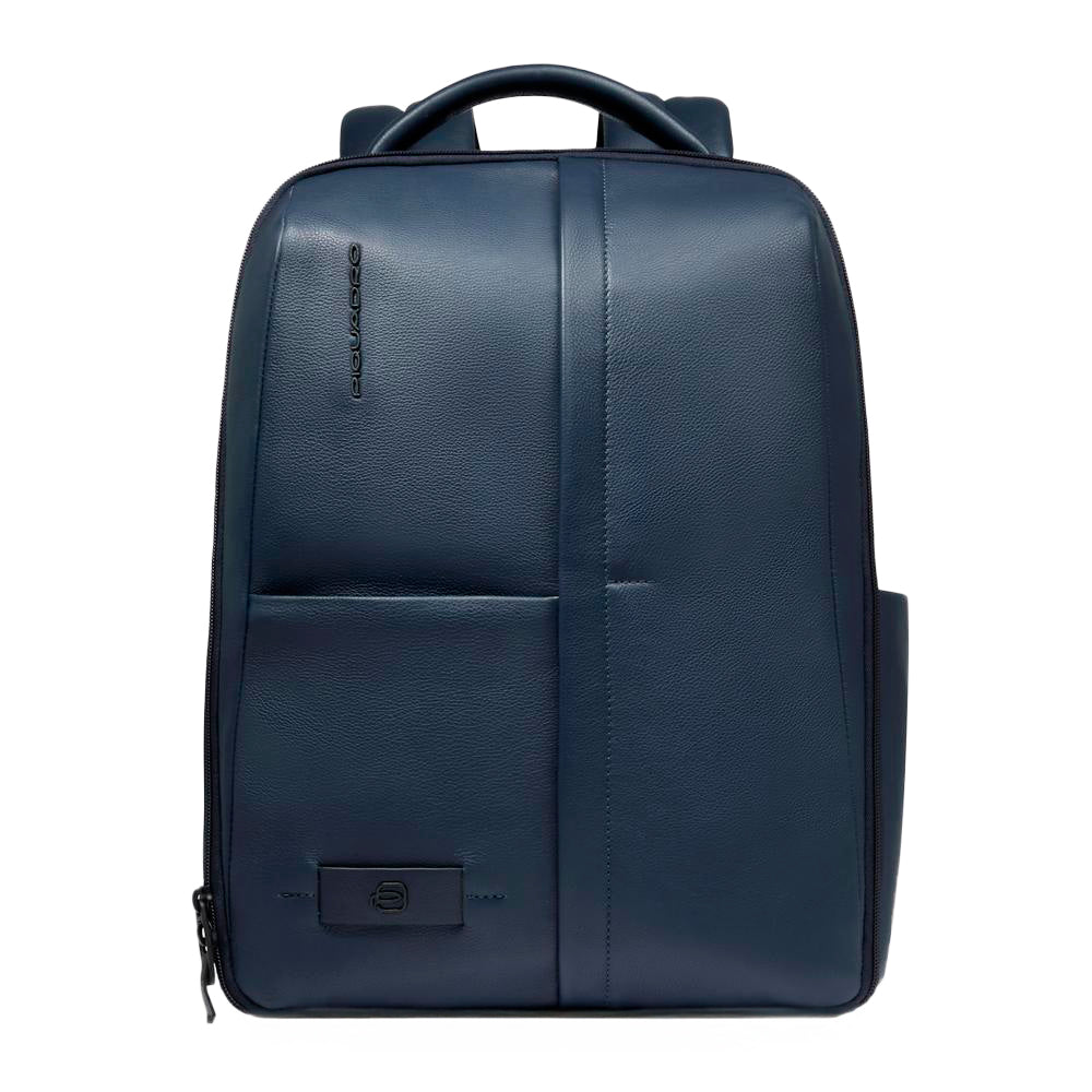 Piquadro Black Square Laptop Rucksack 14 Zoll Blau Leder