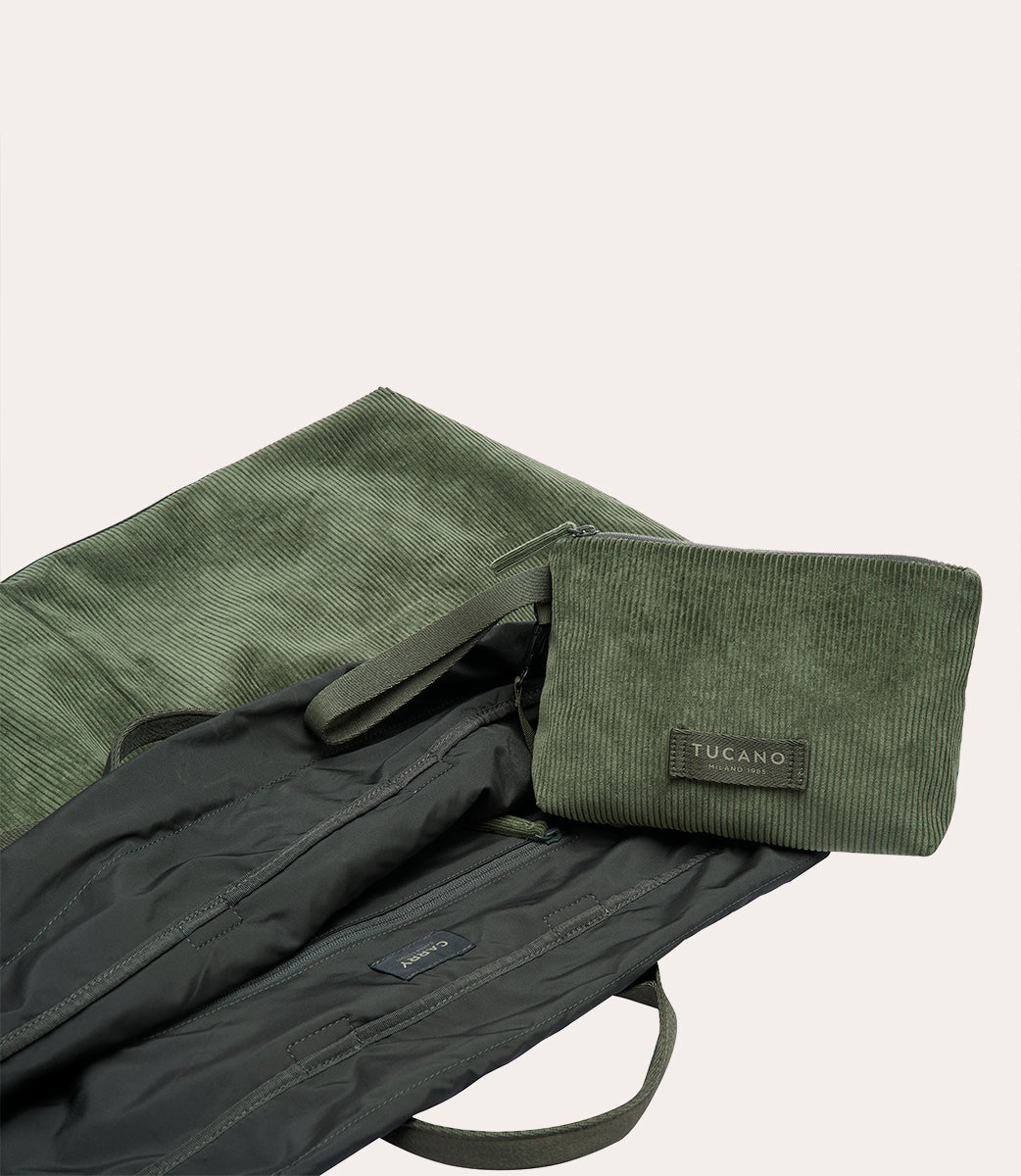 Tucano Carry Corduroy Large Weekender Samt Grün Kordelzug