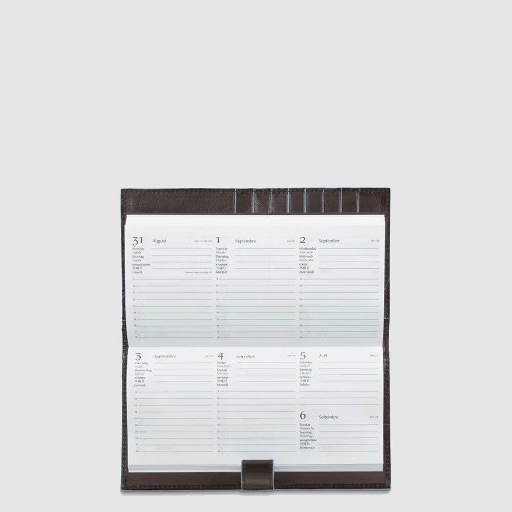 Piquadro Blue Square Agenda Leder Taschenkalender schwarz Stift