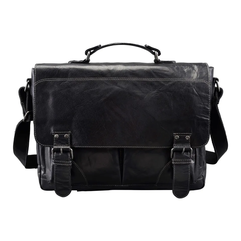 Lightpak BAGGIE BAG L Umhängetasche Schwarz Leder 15 Zoll