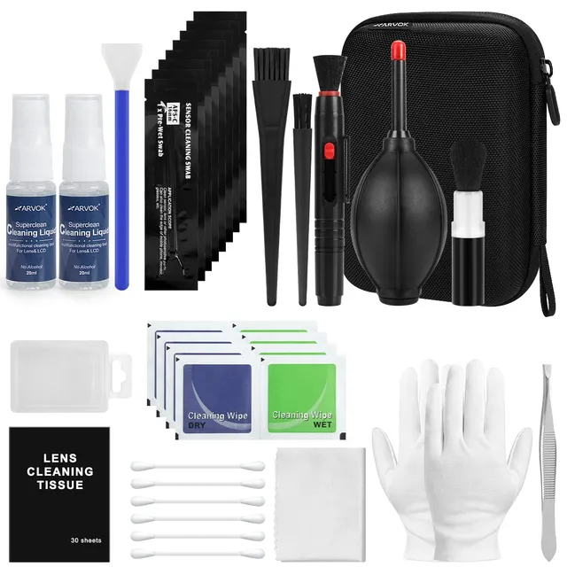 ARVOK Travel Kamera Reinigungsset 32-tlg mit Tasche Blasebalg