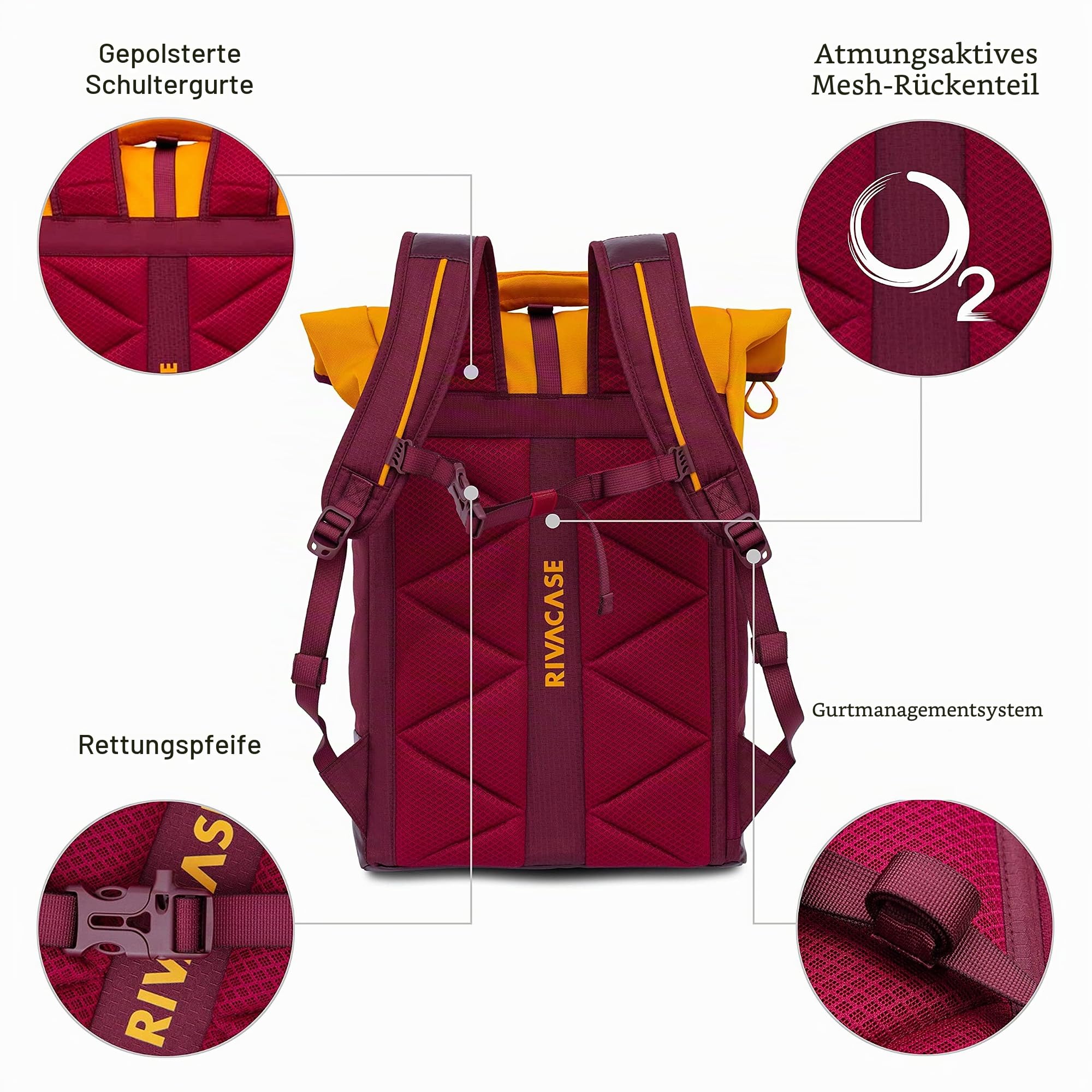 Rivacase Komodo Laptop Rucksack 15,6 Zoll Burgunderrot 25L