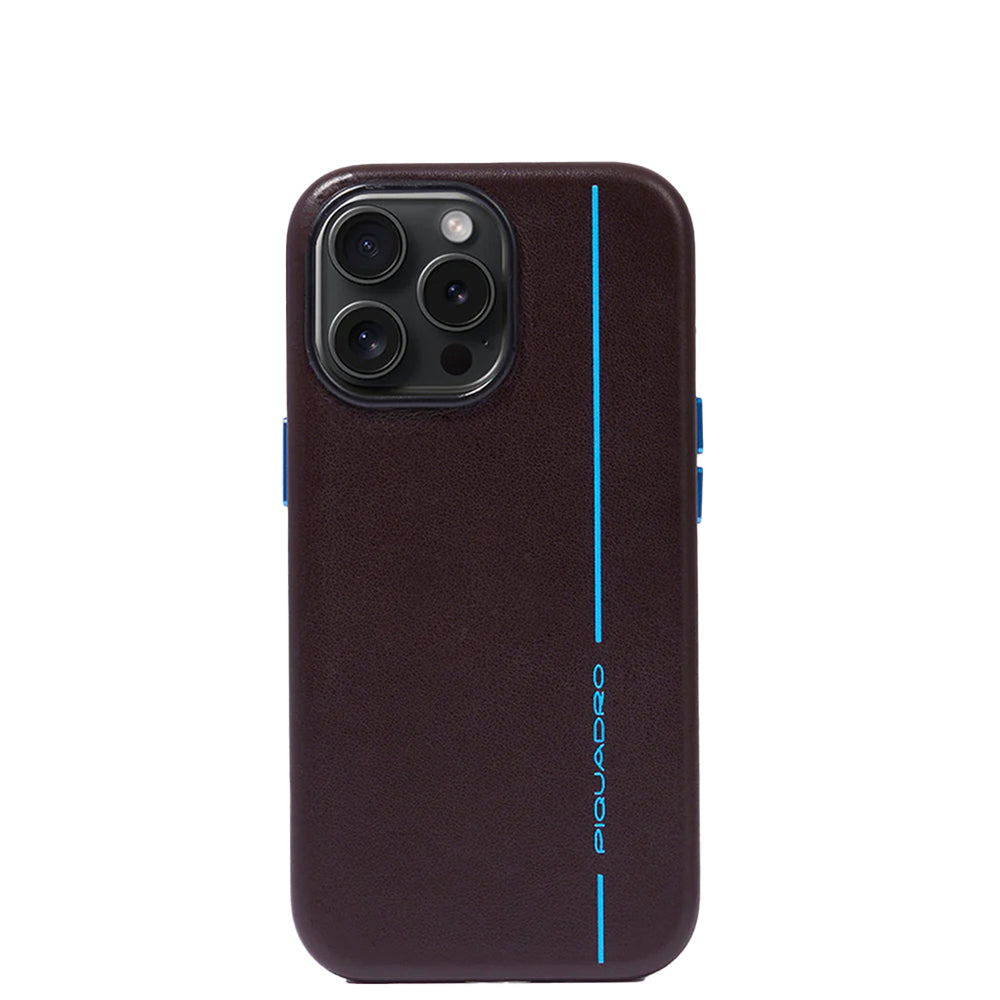 Piquadro Connequ iPhone 15 Pro Hülle Leder Rot 6,1 Zoll
