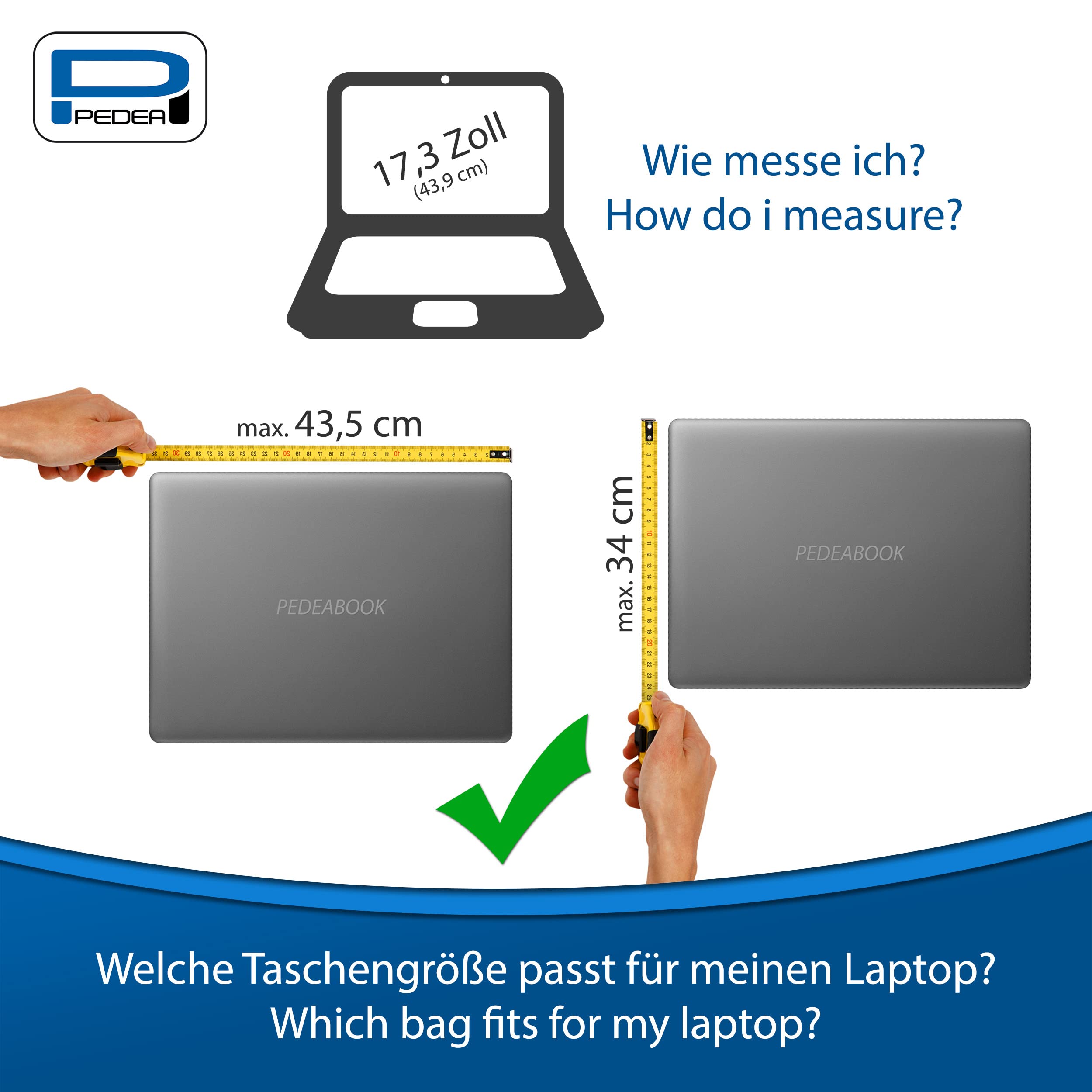 Pedea 17,3 Zoll Laptop Hülle Neopren schwarz wasserabweisend