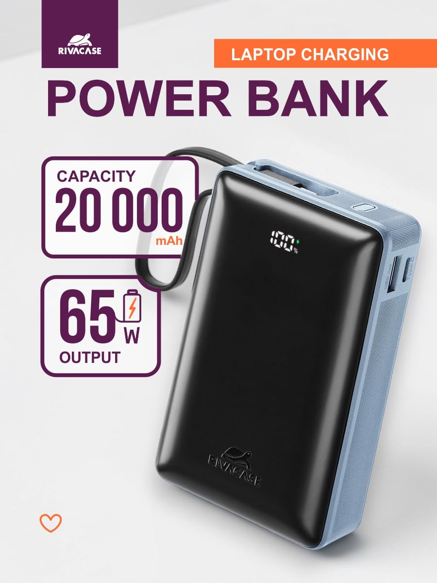 RIVACASE Turbo VA1097 Powerbank 20000 mAh 65W Dunkelgrau