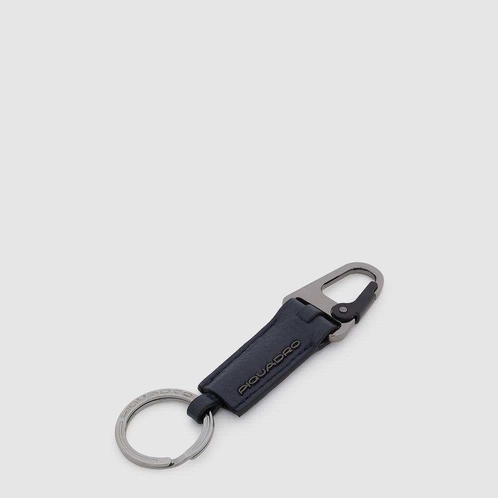 Piquadro Blue Square Schlüsselanhänger BLU Leder Karabiner