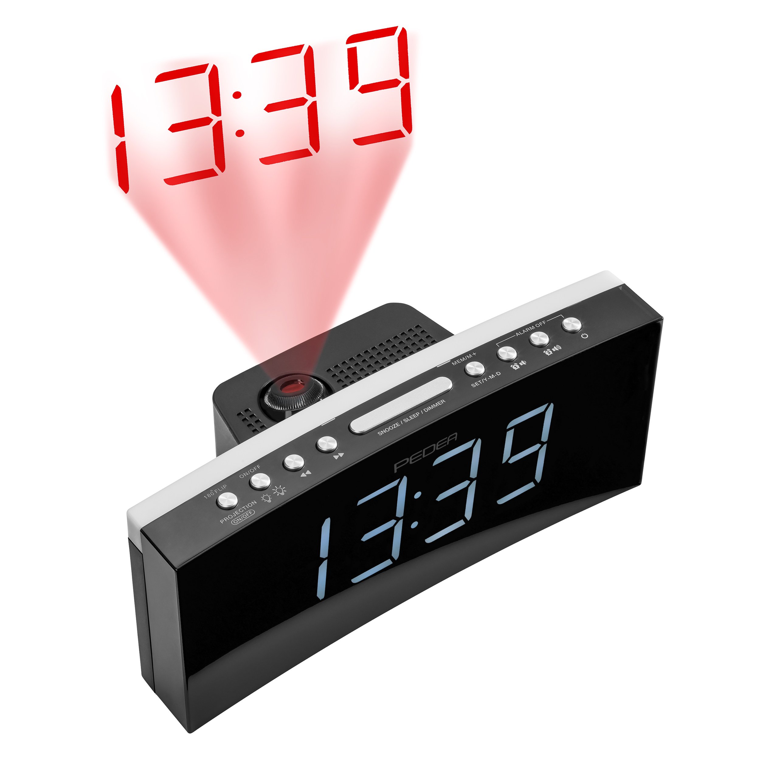 PEDEA Radiowecker mit Wandprojektion Digitaluhr Schwarz