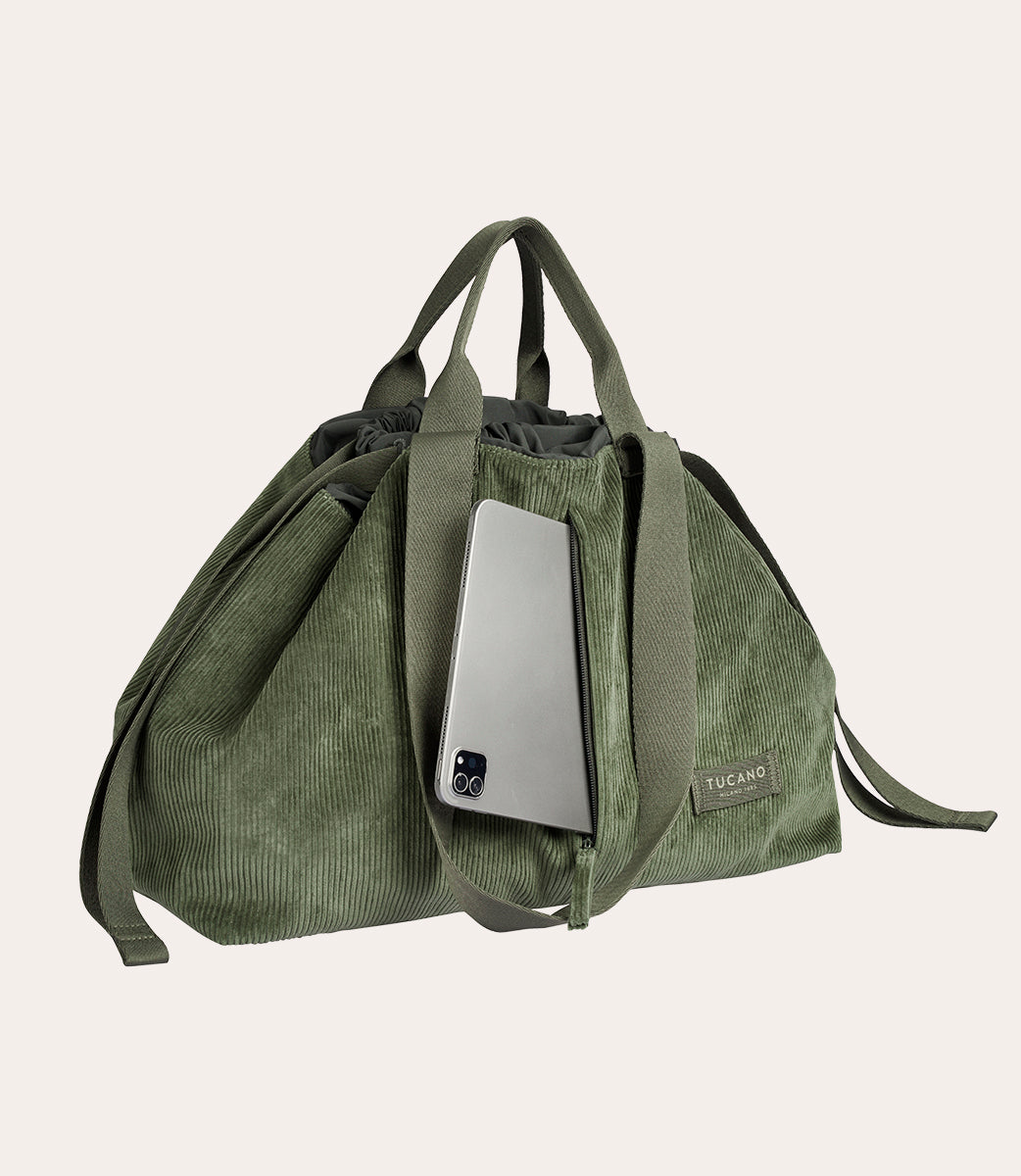 Tucano Carry Corduroy Medium Shopper Grün Samt