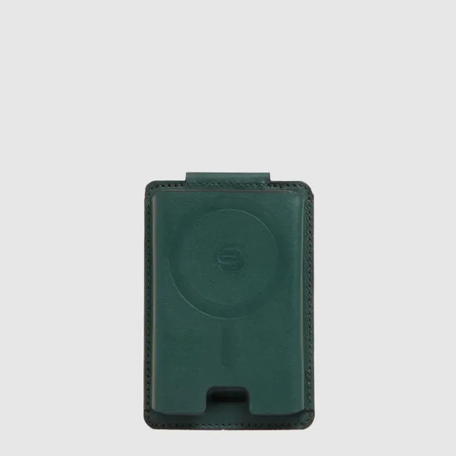 Piquadro BagMotic Kartenetui MagSafe Powerbank Blau Leder