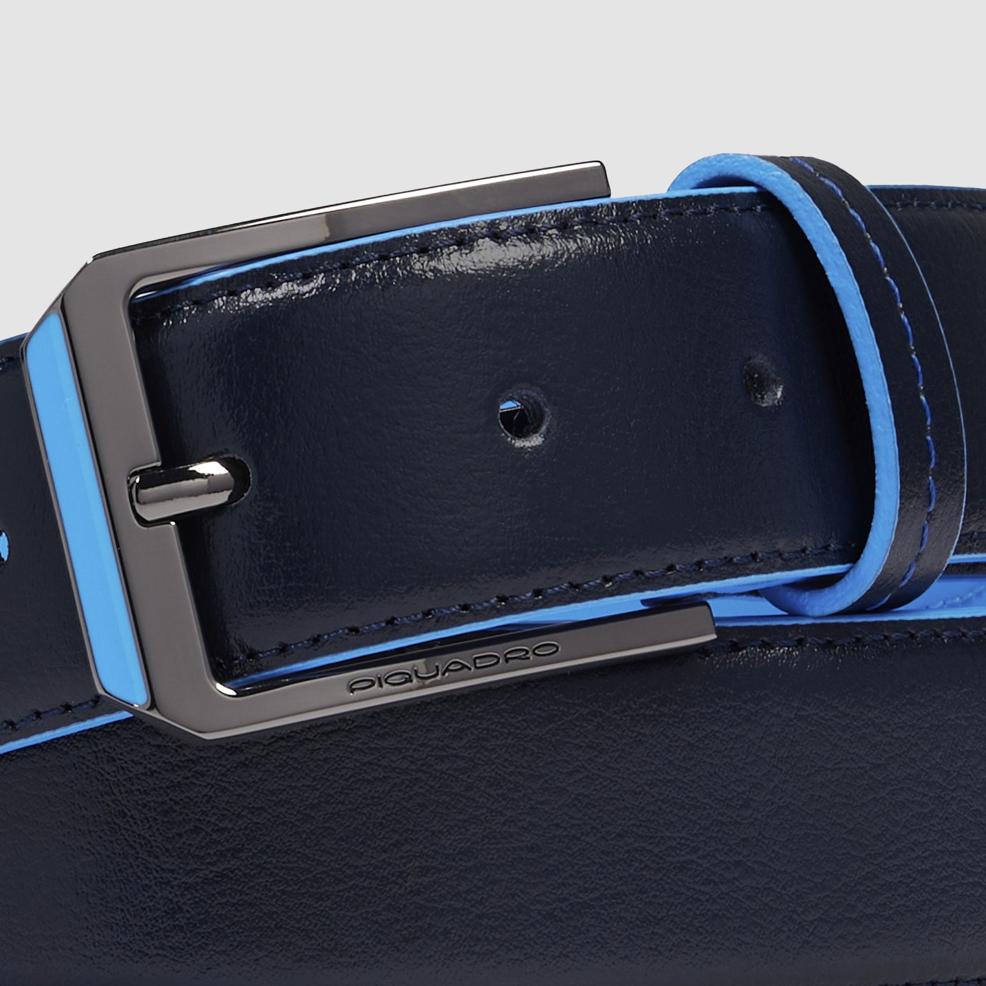 Piquadro Blue Square Ledergürtel Herren Blau Dornschließe