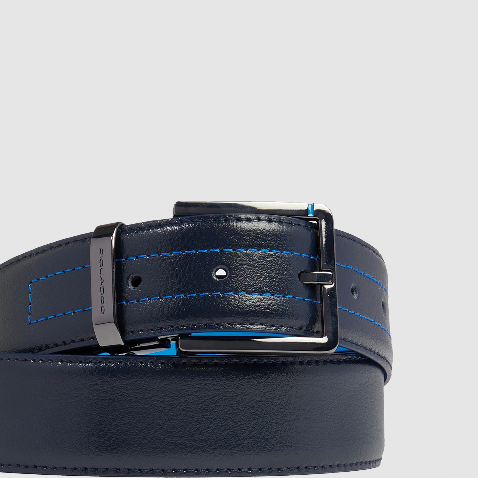 Piquadro Blue Square Gürtel Herren blau Leder Dornschließe