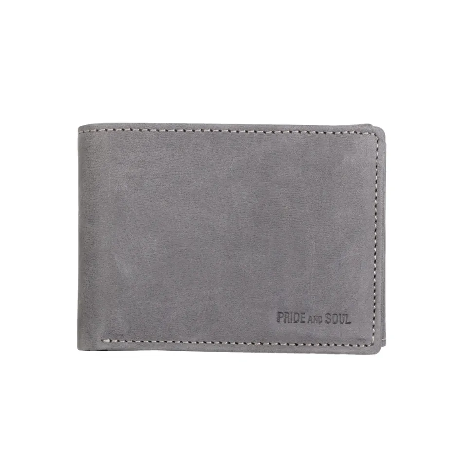 Lightpak Mini Geldbörse Querformat RFID Geldbörse grau Leder