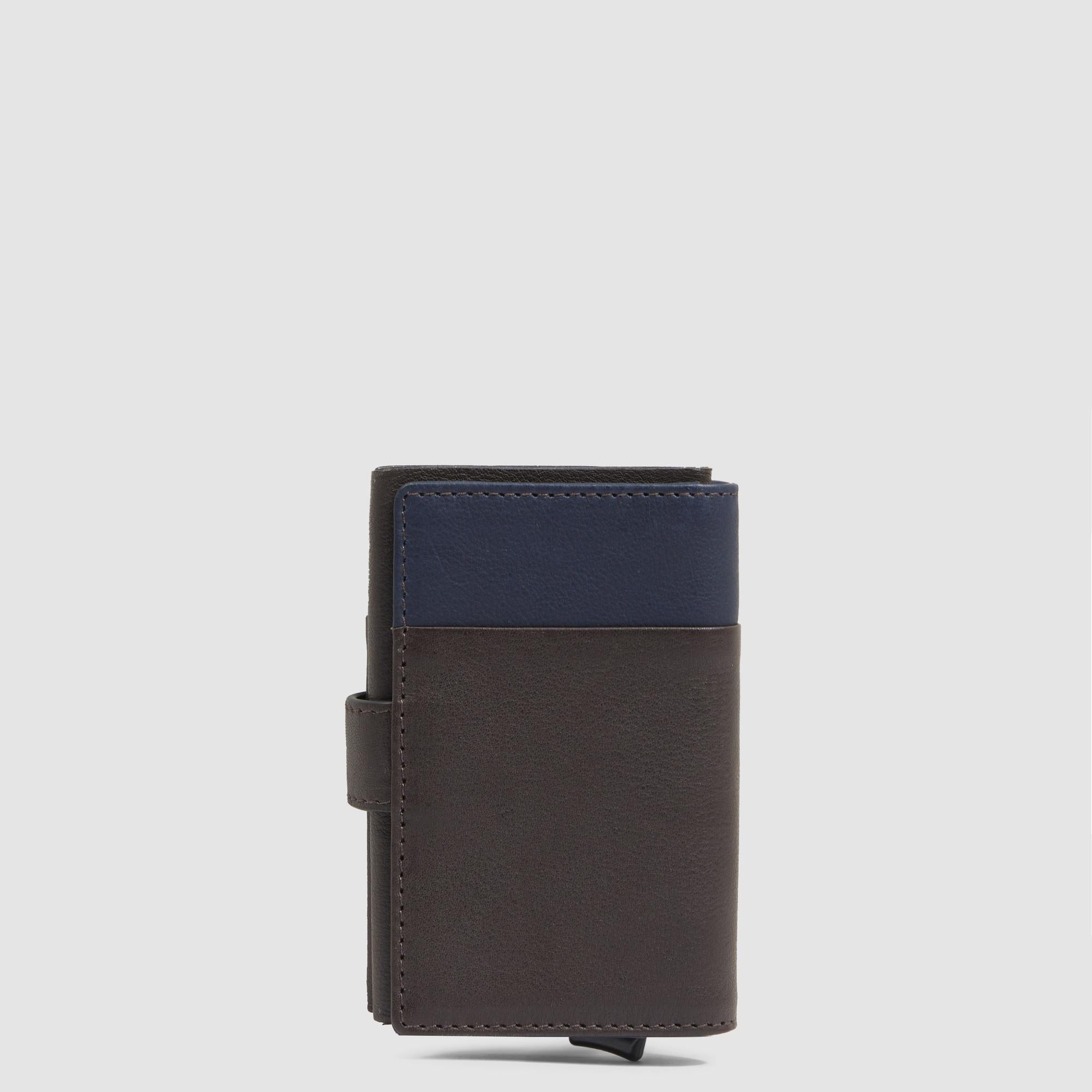 Piquadro Black Square Automatik Kartenetui BLUTM Leder RFID