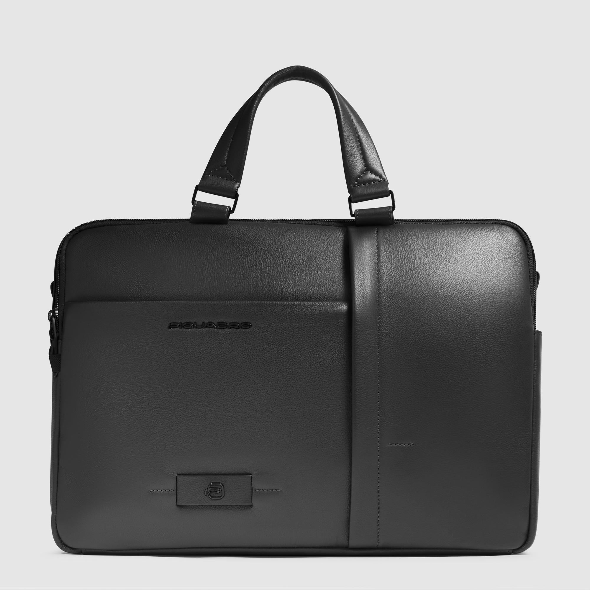 Piquadro Brief Russel Laptoptasche 15,6 Zoll Schwarz Leder