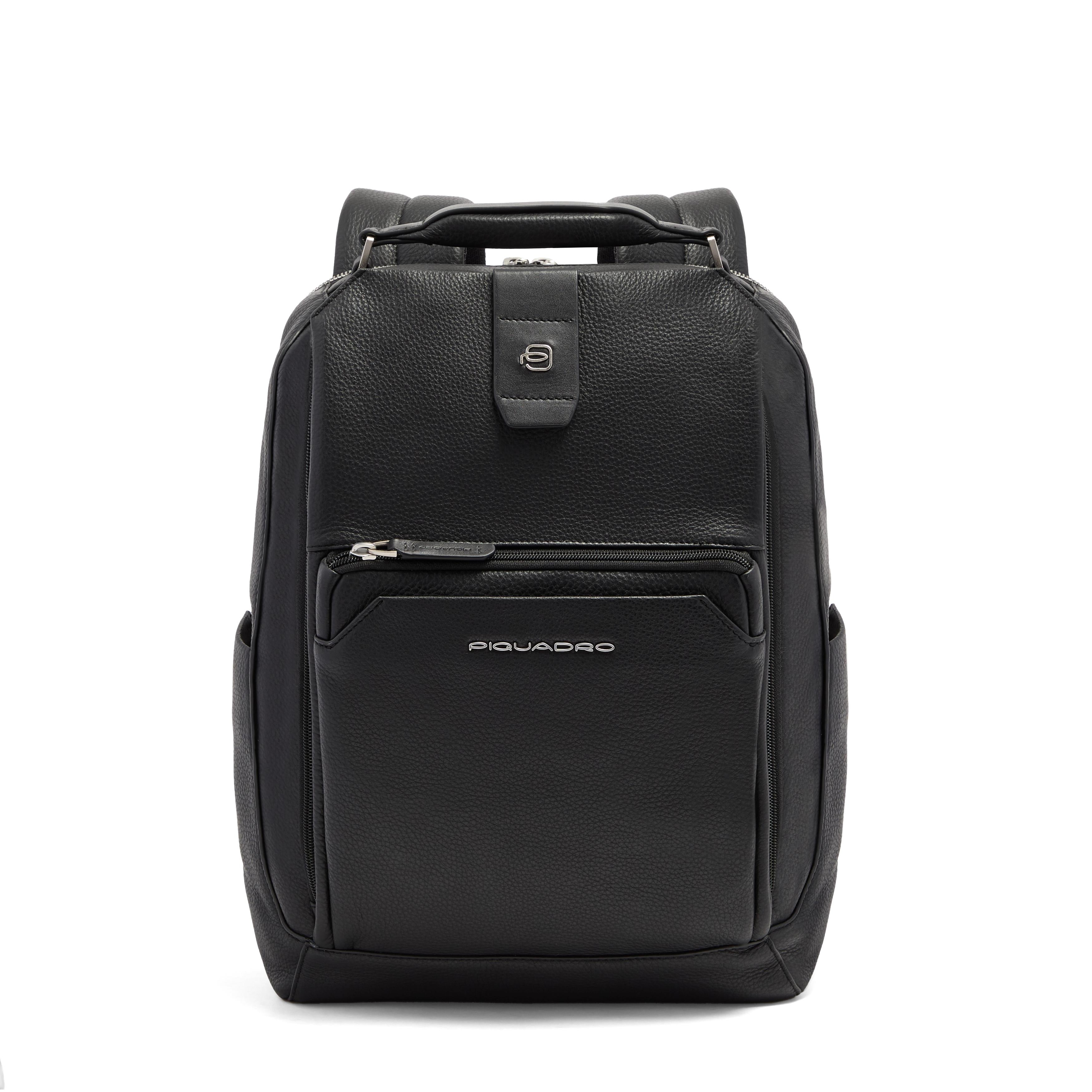 Piquadro Black Square Rucksack Leder 14 Zoll Schwarz