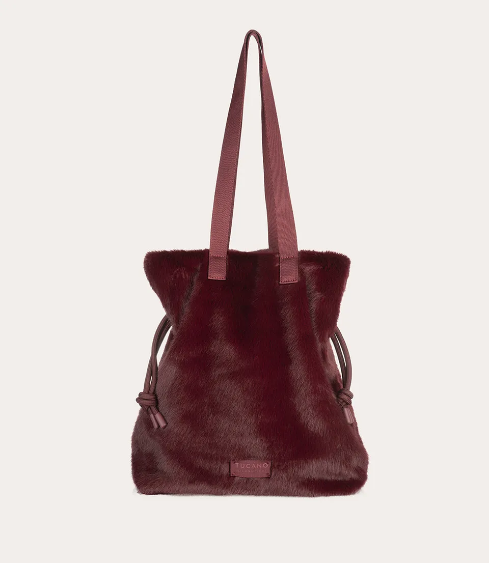 Tucano Nina Fur Shopper Laptoptasche bordeaux Kunstfell