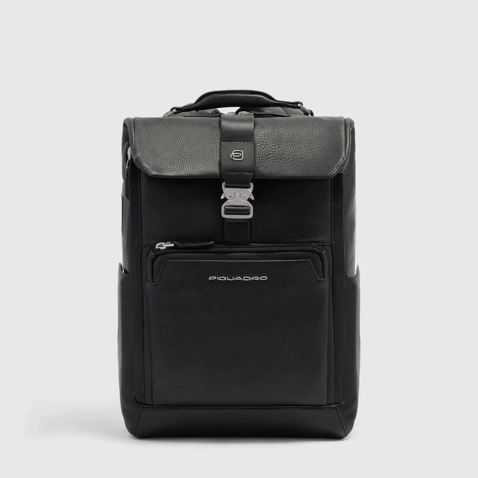 Piquadro Black Square Reiserucksack 15,6 Zoll Leder schwarz