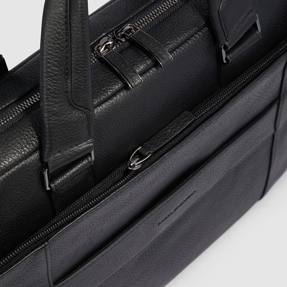 Piquadro Brief Aktentasche 15 Zoll Schwarz Leder Herren