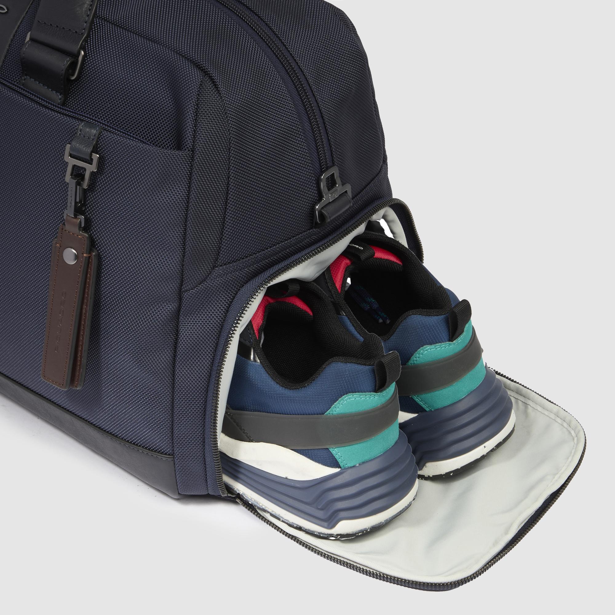 Piquadro Corner 2.0 Borsone Reisetasche blau Recycling-Stoff